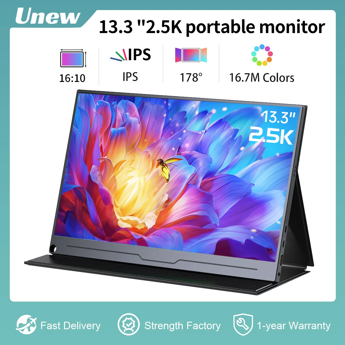 Unew 13.3 inch 2560x1600 2.5K Monitor Portable Display External  Screen USB-C Mini HDMI Type-C for Gaming Laptops PS3/PS4 Switch