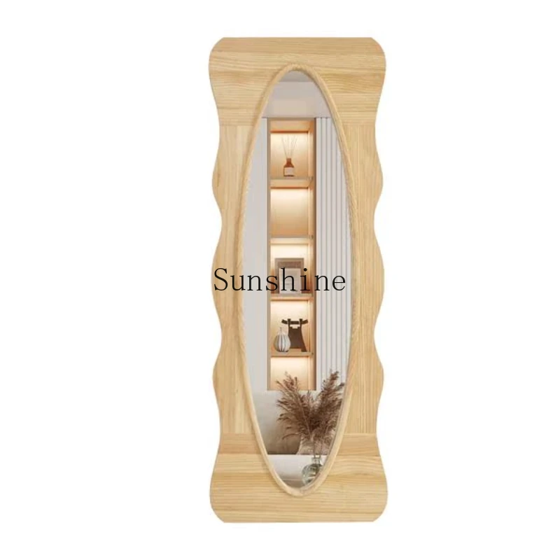 

American wave mirror wall hanging oversized full-length wooden floor mirror available living room bedroom