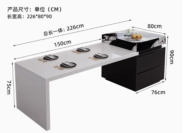 Dining table integrated household retractable custom high-end light luxury medium inverted guide multi-function