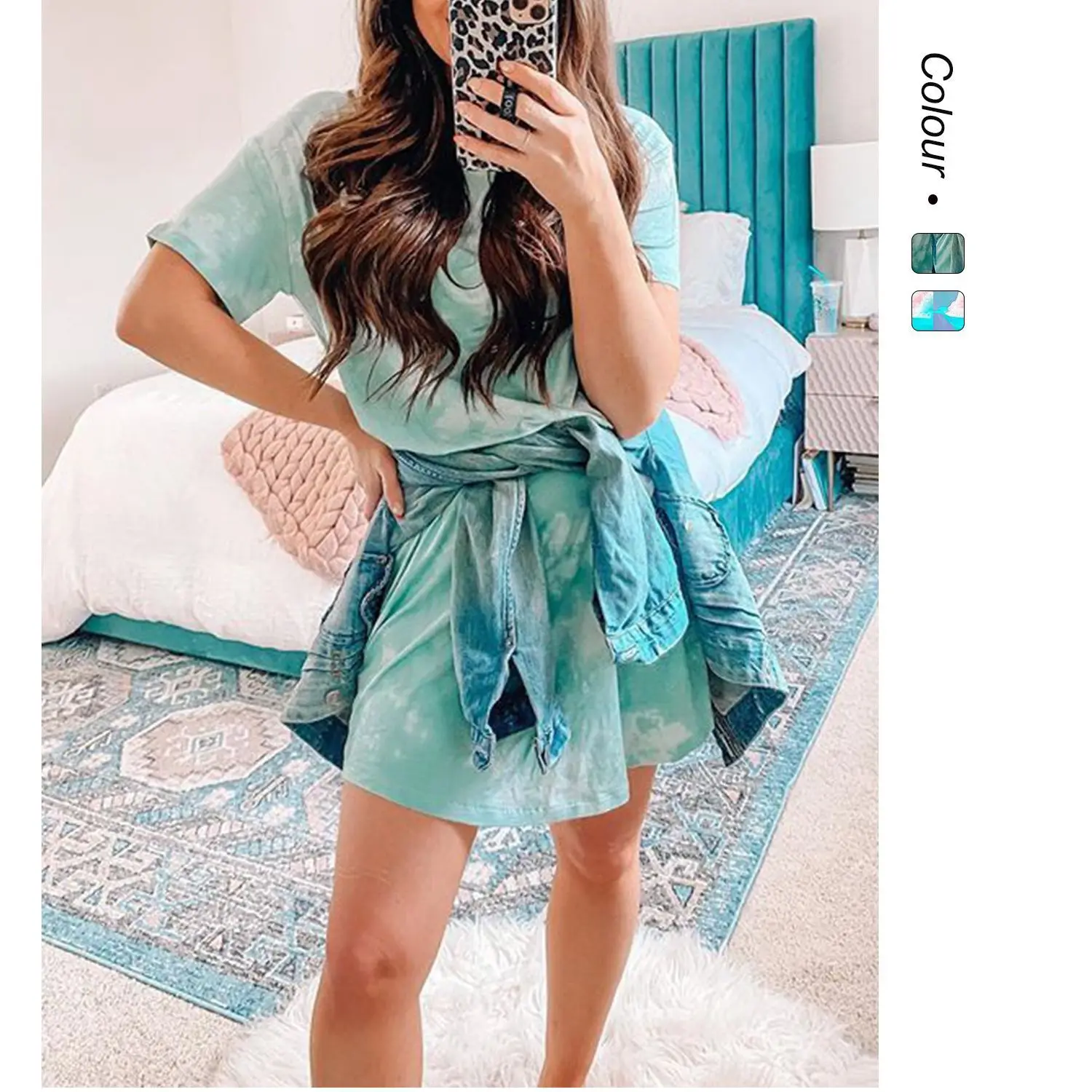 Ins Internet Celebrity Style 2025 Abito t-shirt a maniche corte con stampa irregolare moda casual 608