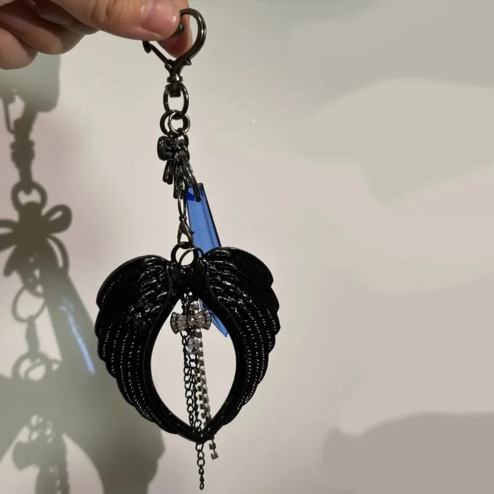 Original Bag Pendant Keychain Gemstone Blue Angel Wings Y2K Women Men Decorations Cosplay DIY Punk Halloween Decoration Gift - view 3