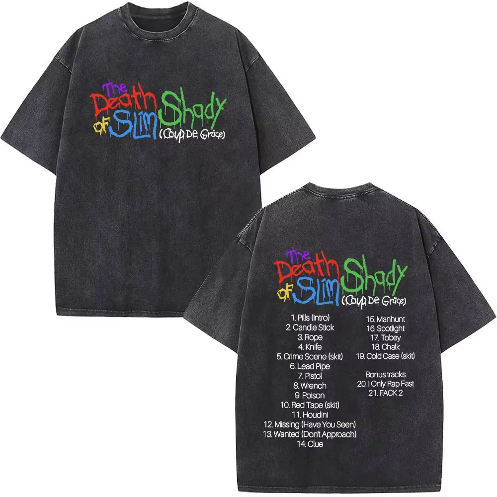 تي شيرت قوطي بأكمام قصيرة لمغني الراب للرجال ، موت ظليل نحيف ، تيشيرت كلاسيكي مغسول ، قطن ، ألبوم جديد ، هيب هوب ،!