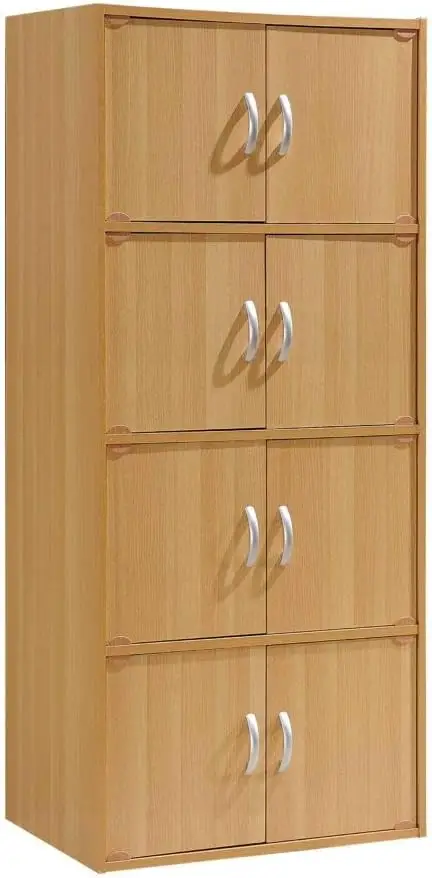 

4-Shelf, 8-Door Cabinet Bookcase, Beech