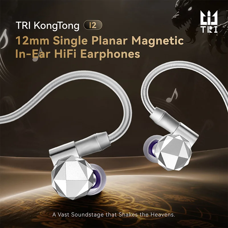 TRI KongTong I2 12 mm einzelne planare magnetische In-Ear-HiFi-Kopfhörer, Monitor-Klangqualität, Kopfhörer, Gaming-Headset mit Geräuschunterdrückung