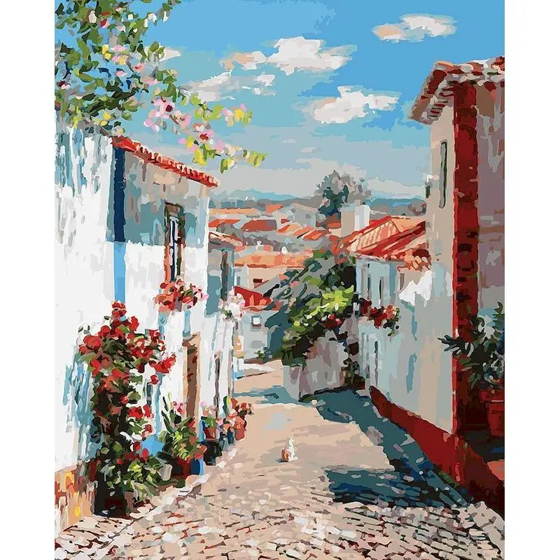 

RUOPOTY Painting By Number Handpainted Wave Scenery Kits Acrylic Paint By Number Landscape Drawing On Canvas Home Decor Gift