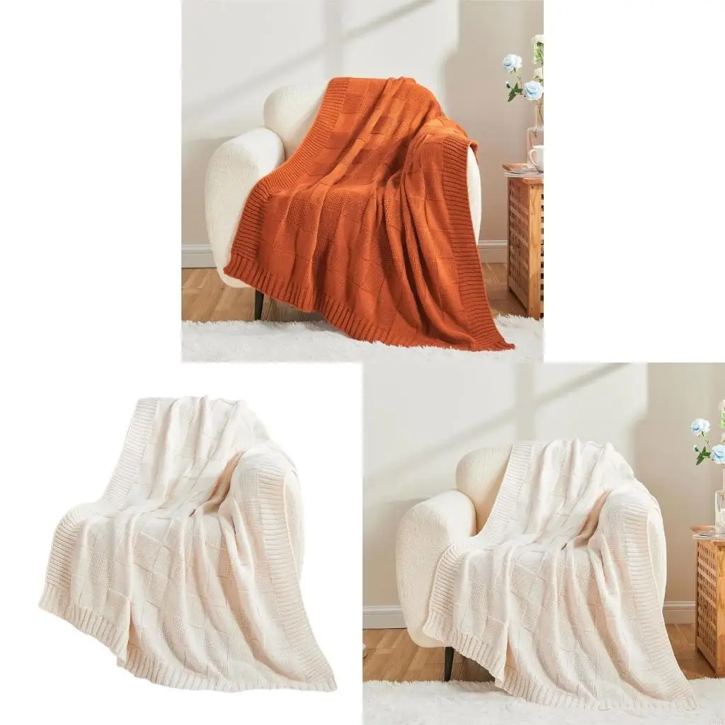 

Y9ua вязаное одеяло красочное акриловое дышащее одеяло одеяла для кожи удобные заботы о комфортном осеннем украшении