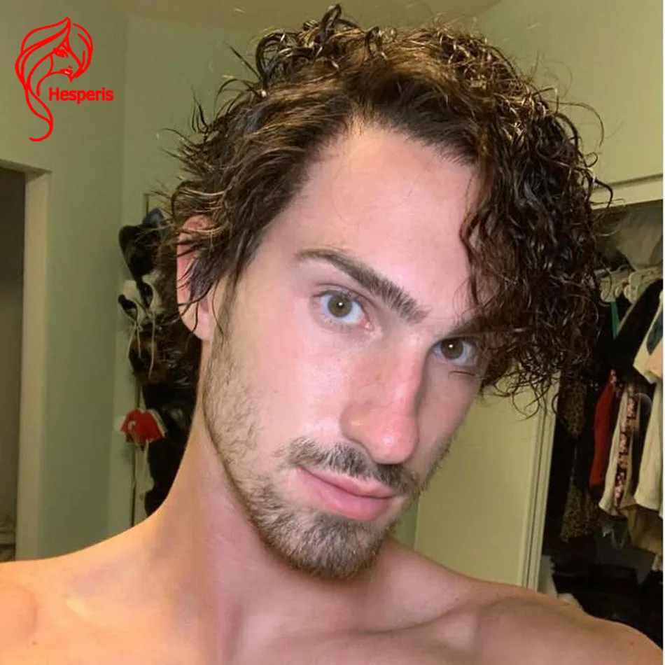 Hesperis Dark Brown Human Hair Wig Deep Part Short Cut Lace Front Wig Transparent Lace Pxie Men Wigs Remy Hair For Boy