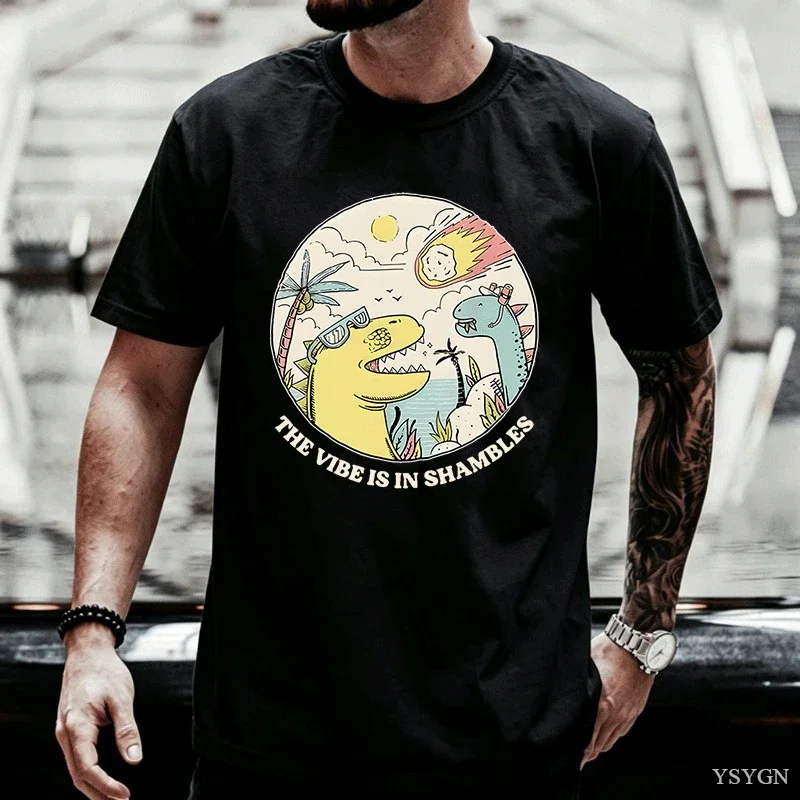 Funny The Vibe Is in Shambless T Shirt Men Meme Tshirt Sarcastic Mental Health T-Shirt Dinosaur Trendy T-shirt Womans Clothing