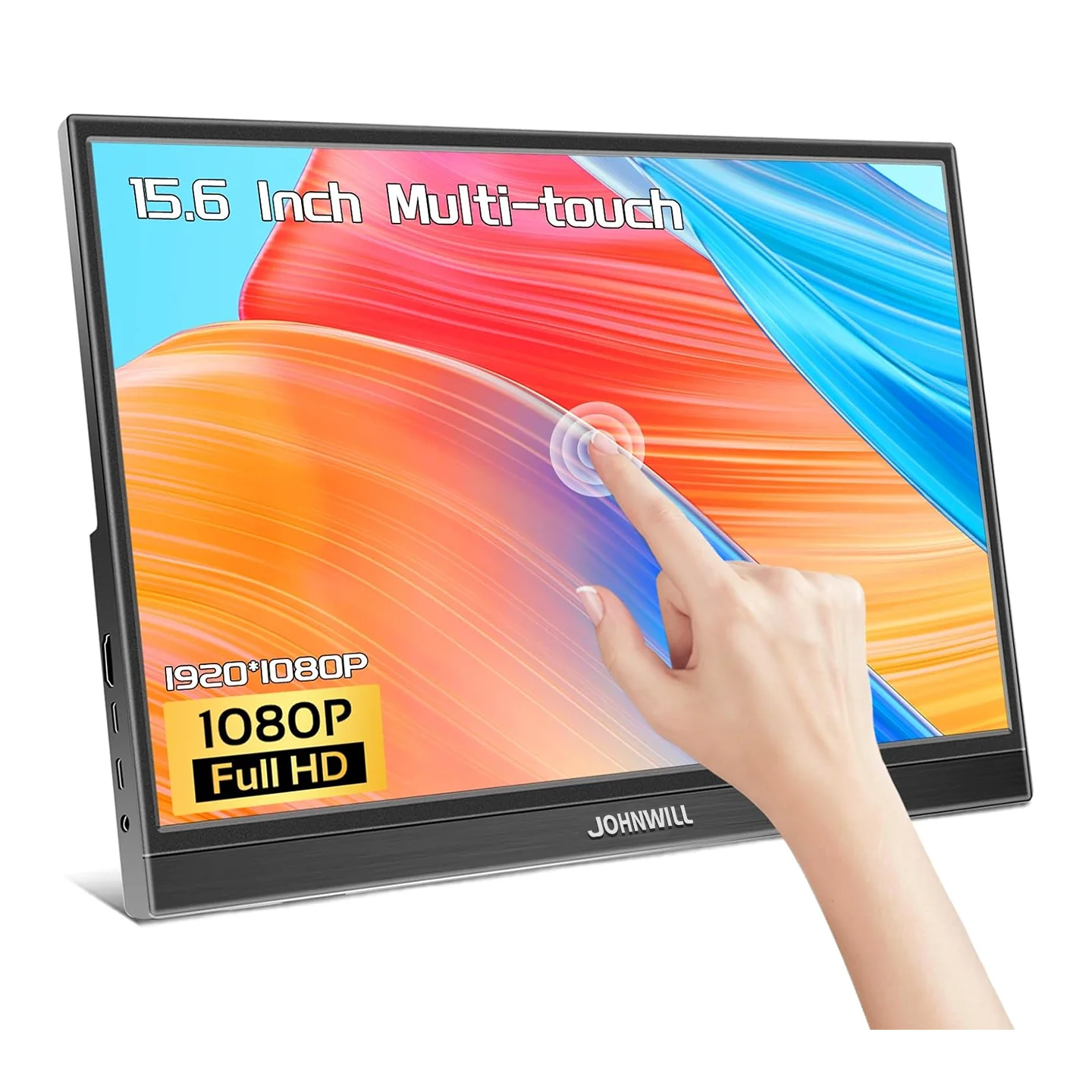 15.6 Inch Portable Monitor Touch Screen, FHD Display 1920 x 1080 USBC HDMI IPS Kickstand & Speaker, HDR Plug & Play