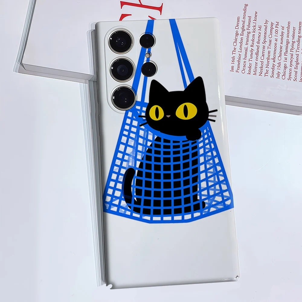 Bag Cat Phone Case for Samsung Galaxy S26 S25 S24 S23 Ultra Plus Luxury Double-layer anti-fall Back Cover