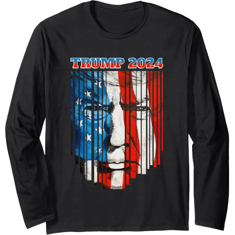 US flag supports Trump 2024 campaign long sleeved T-shirt