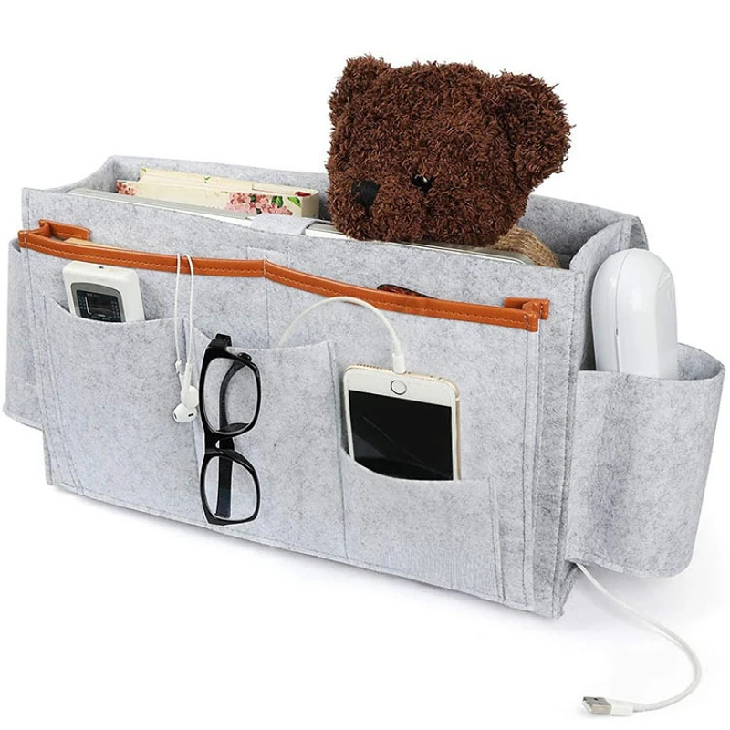 Felt Bedside Storage Organizer Felt Pocket Desktop Storage Living Room Bedroom Bed Hanging Storage Bag Travel Bag Orgainzers