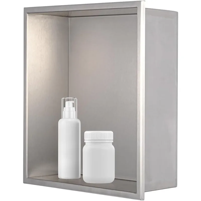 

Shower Niche Stainless Steel Storage Rack 12" x 12", Niche, Nickel Wall-Inserted Recessed, Recessed Shower Shelf Modern