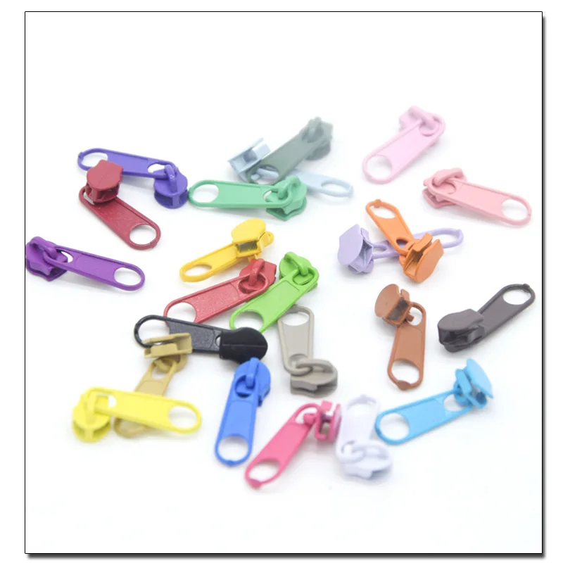 100pcs/300pcs Assorted Metal Zipper Slider For Nylon Zipper 3#,  Multicolor 3# Nylon Zipper Puller, DIY sewing Kits Zipper Kits