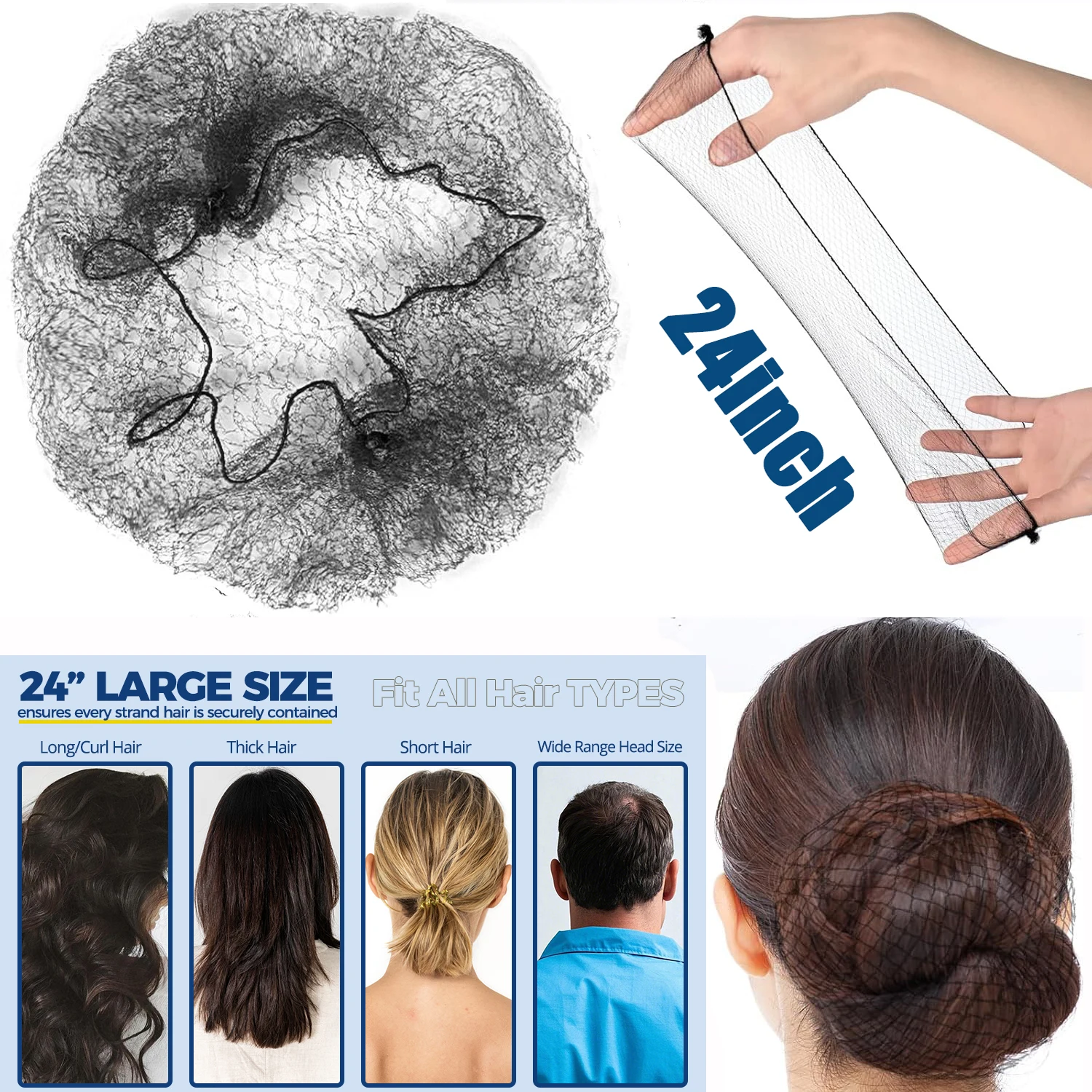 

20Pcs Durable Nylon Hair Net For Bun Hair Hair style Tool Black Beige Brown 5Mm Hair Net For Wigs Mesh Hair Styling Hairnets