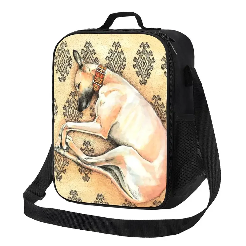 

Sleeping Greyhound Insulated Lunch Bags for School Office Whippet Sihthound Dog Portable Thermal Cooler Lunch Box Women Kids