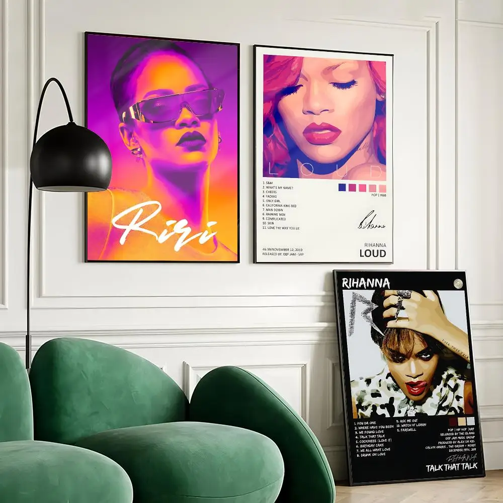 R-Rihanna Singer Poster Decorative Wall Art Stickers Mural Photo Print for Home Living Room Hallway Decor