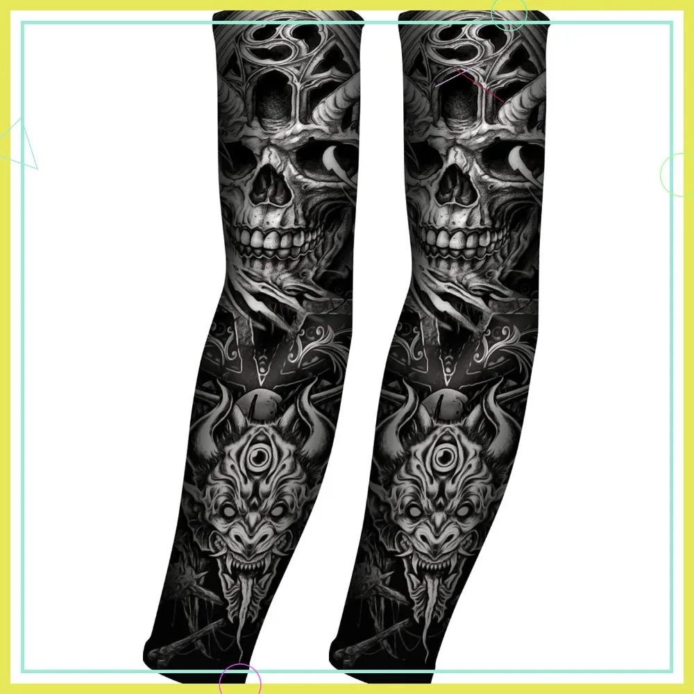 

UPF 50+ UV Protection Arm Sleeves for Men & Women - Sports Compression Cooling Sleeve - Tattoo Style