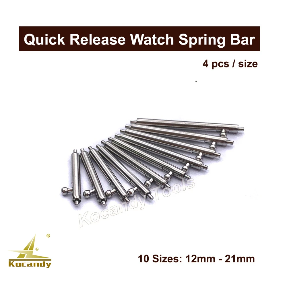 40 pieces of 12-21mm Quick Release Stainless Steel Watch Accessories Spring Bars Pins Lugs Ideal for Watch Makers Repair Tools