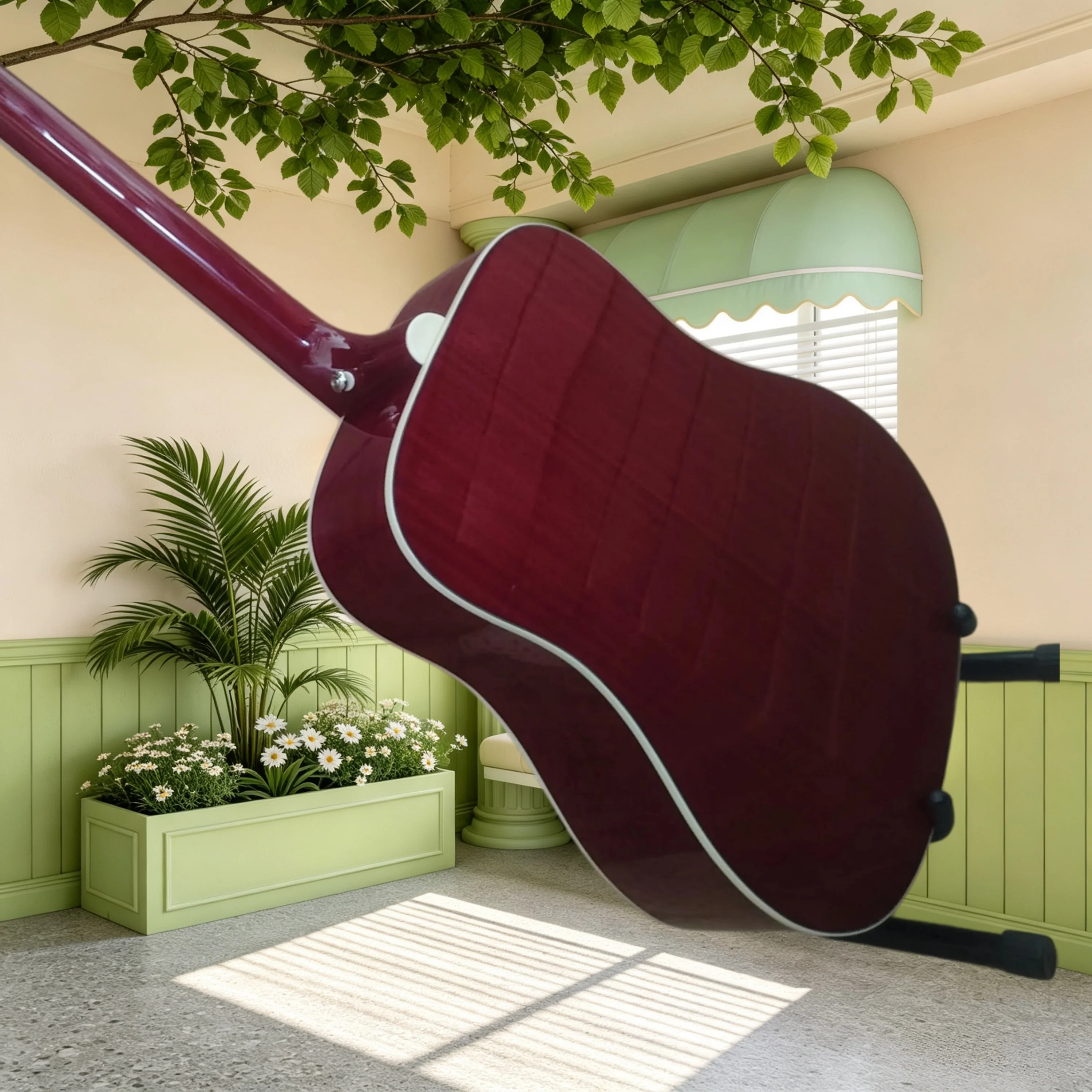 41 Inch D Acoustic Guitar Spruce Top Rosewood Back Sides Bird Floral Inlay Pickguard Sunburst Gloss Musician Fingerstyle Singing