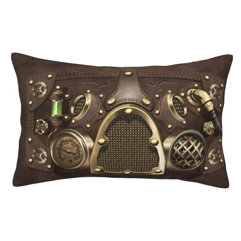 Custom Steampunk Leather Modern Throw Pillow Cover Pilot Air Fighter Helmet Pillowcases Rectangle