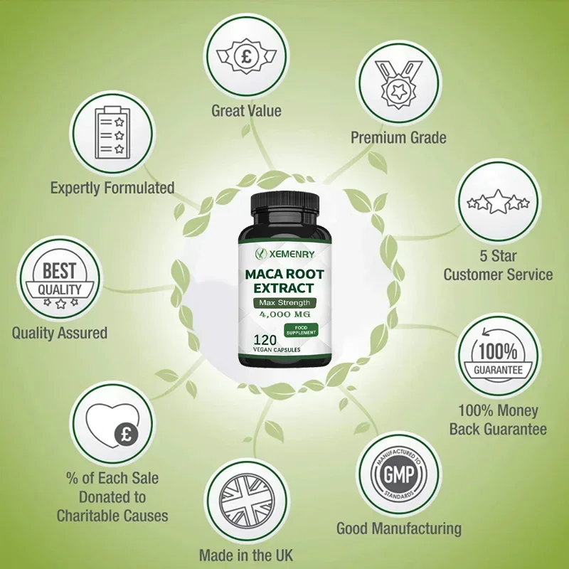 Suplemento de maca natural – para energia e resistência, construção muscular, promove o crescimento muscular, alivia o estresse e aumenta a memória