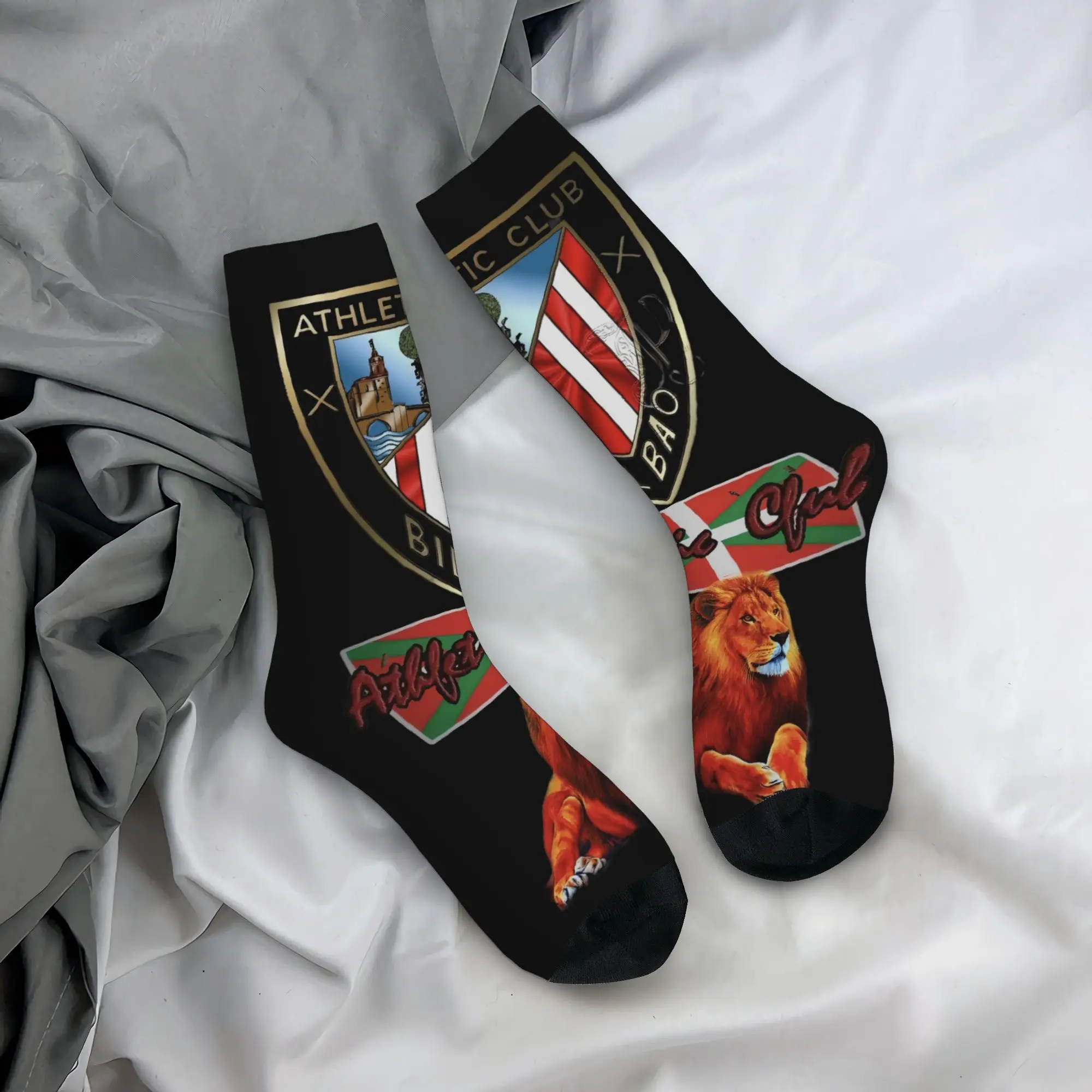 Calcetines de compresión para hombre, estilo Hip Hop Retro Athletic Bilbao Crazy, unisex, Athletic Bilbao Harajuku, sin costuras, impresos, esenciales para el día del partido