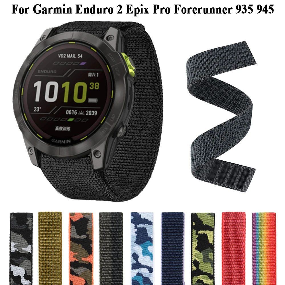 Nylonowy pasek z haczykiem 22 mm 26 mm do smartwatcha Garmin Enduro/Enduro 2 do opaski Fenix 7 7XPro 6X 6 Pro 5 5X Plus Epix 2