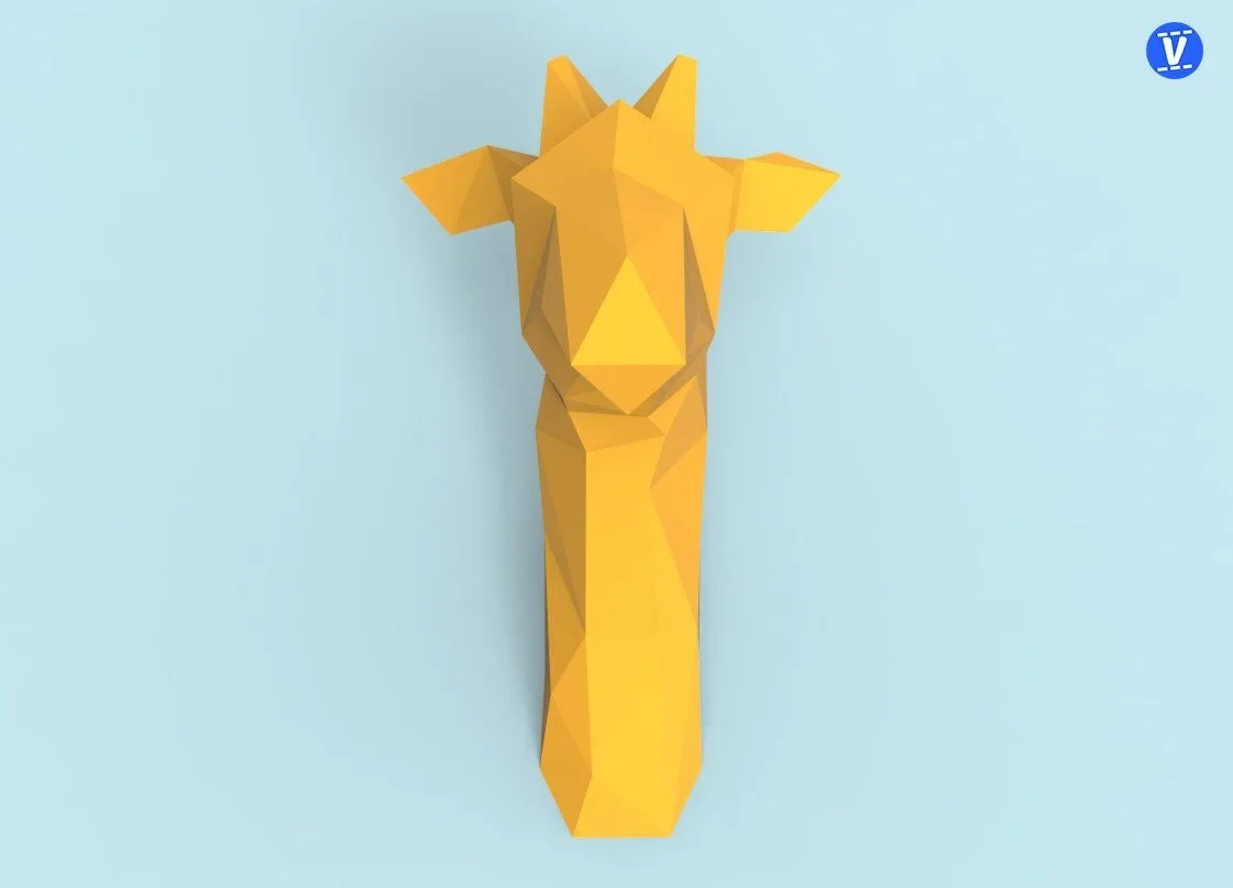 Girafa parede pendurado modelo de papel 3d diy artesanal molde de papel pendurado decoração brinquedo geométrica origami composição