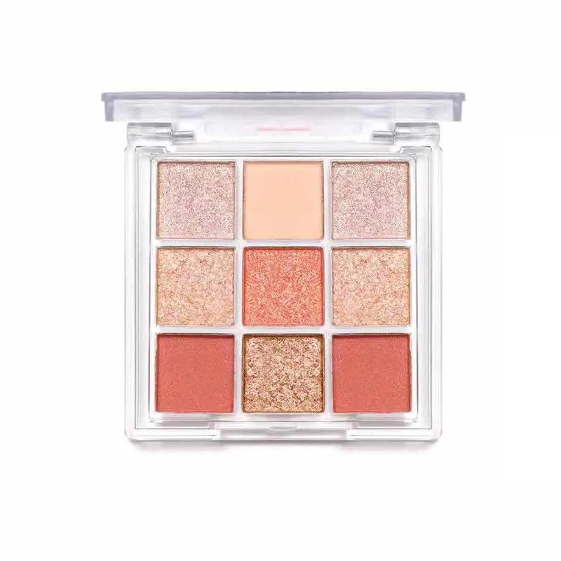 Placa de sombra de ojos de 9 colores, herramienta de maquillaje de larga duración, acrílico transparente, paleta de sombra de ojos brillante