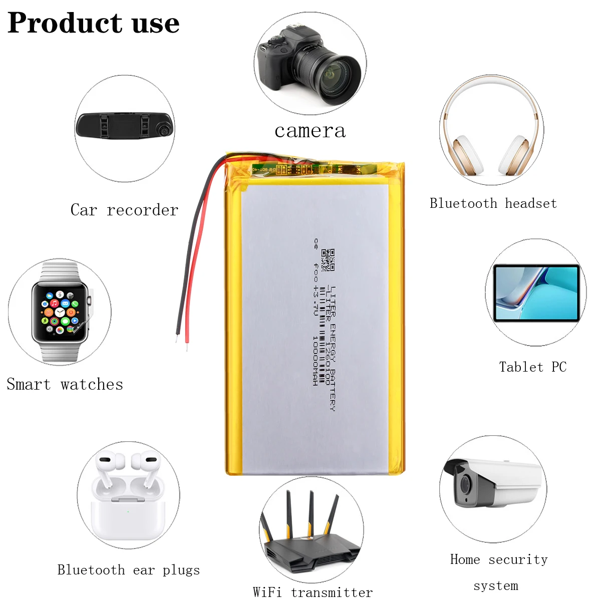 3.7V 10000mAh 1260100 Lithium Polymer Li-Po li ion Rechargeable Battery Lipo cells For Electrograph PDA Portable Speaker toys