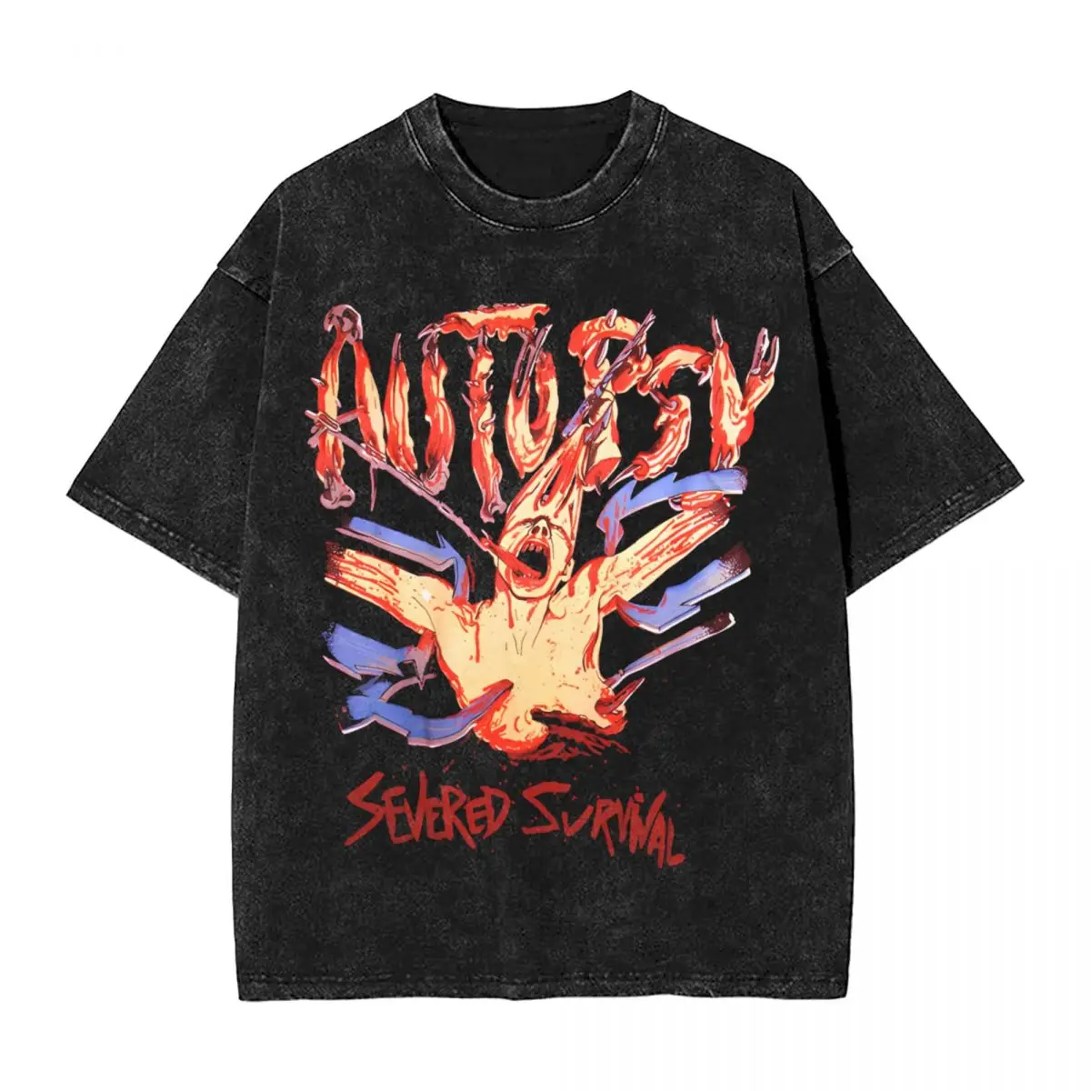 Washed T Shirt Autopsy Severed Survival Mental Funeral'91 Death Abscess Obituary Repulsion Novelty T-Shirts Tees For Men Women