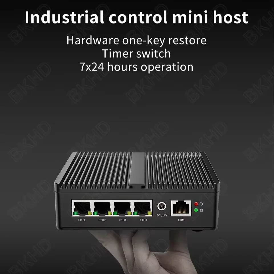 6 LAN Network Security Fanless Mini PC New Rugged Industrial N100 Box PC with Quad Cores+ Quad Threads US Plug