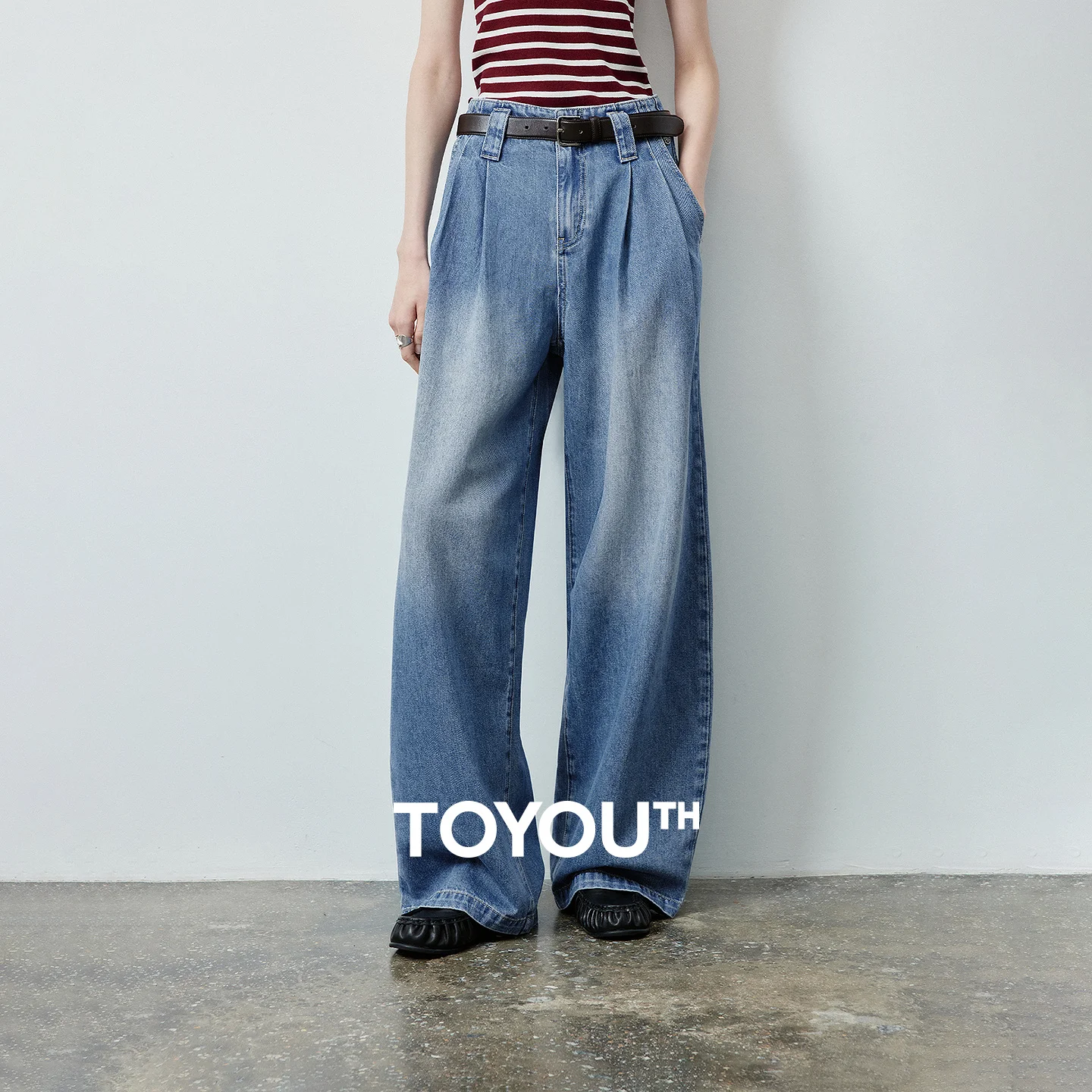 TOYOUTH Women's High Waist Curved Leg Jeans 2026 Autumn New Vintage Workwear Urban Nomad Style Slim Casual Long Denim Pants
