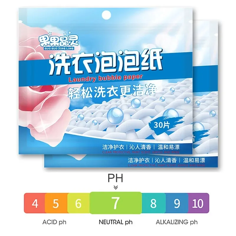 Portable Laundry Sheet Fruit Crystal Laundry Bubble Paper Cleaning Sheet Strong Decontamination Scent Lasting