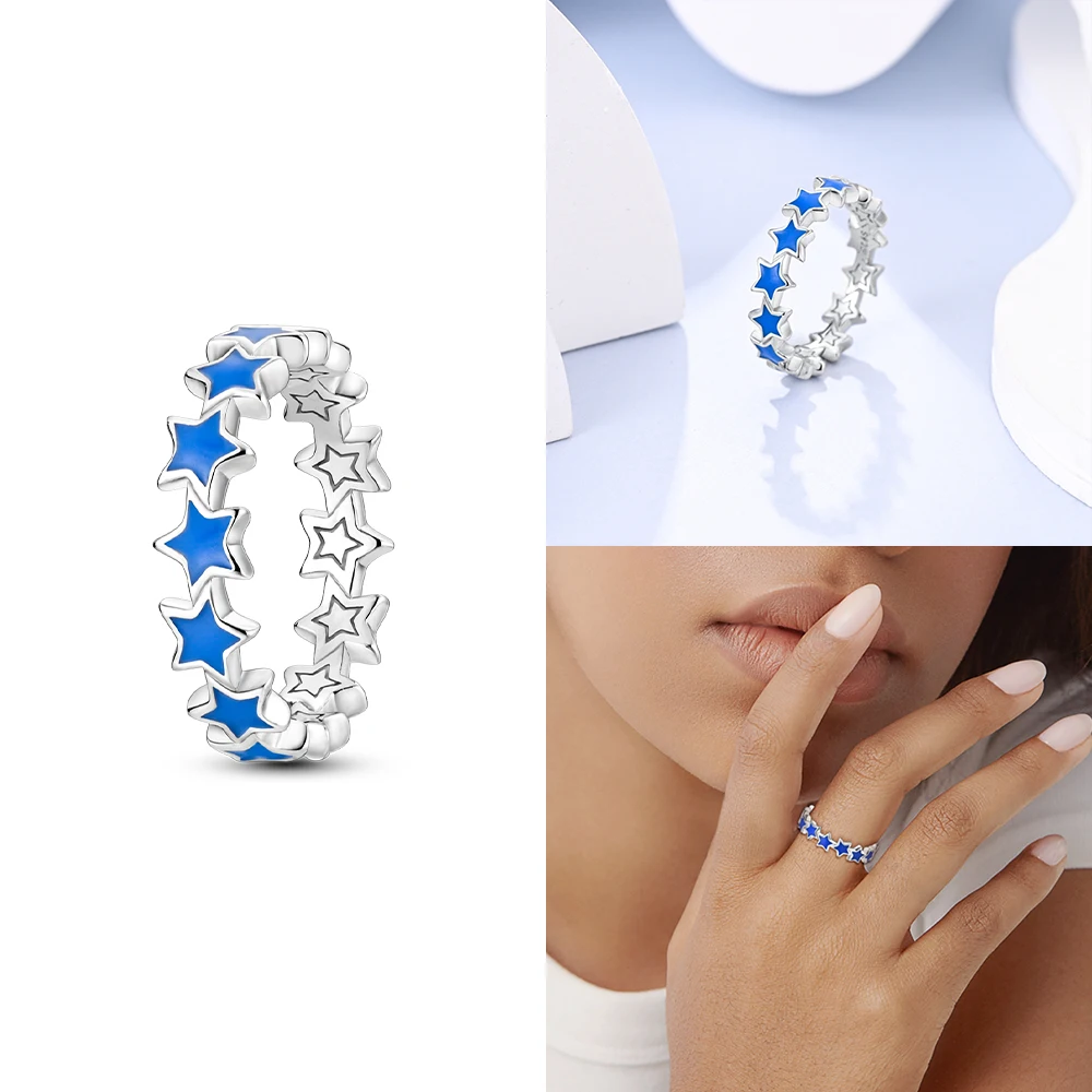 Anillo Original de Plata de Ley 925 con doble banda de onda pulida y elegancia de perlas para mujer, joyería de moda de regalo