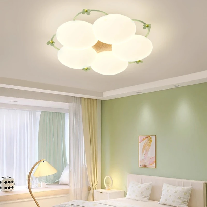 Cream Style Acrylic Five Leaf Clover Shaped Ceiling Lights Delicate Master Bedroom Eye Protection Ceiling Lamp Study Living Room