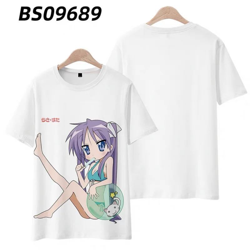 3D Printing Lucky Star Hiiragi Kagami T-shirt Summer Fashion Round Neck Short Sleeve Popular Japanese Anime Streetwear