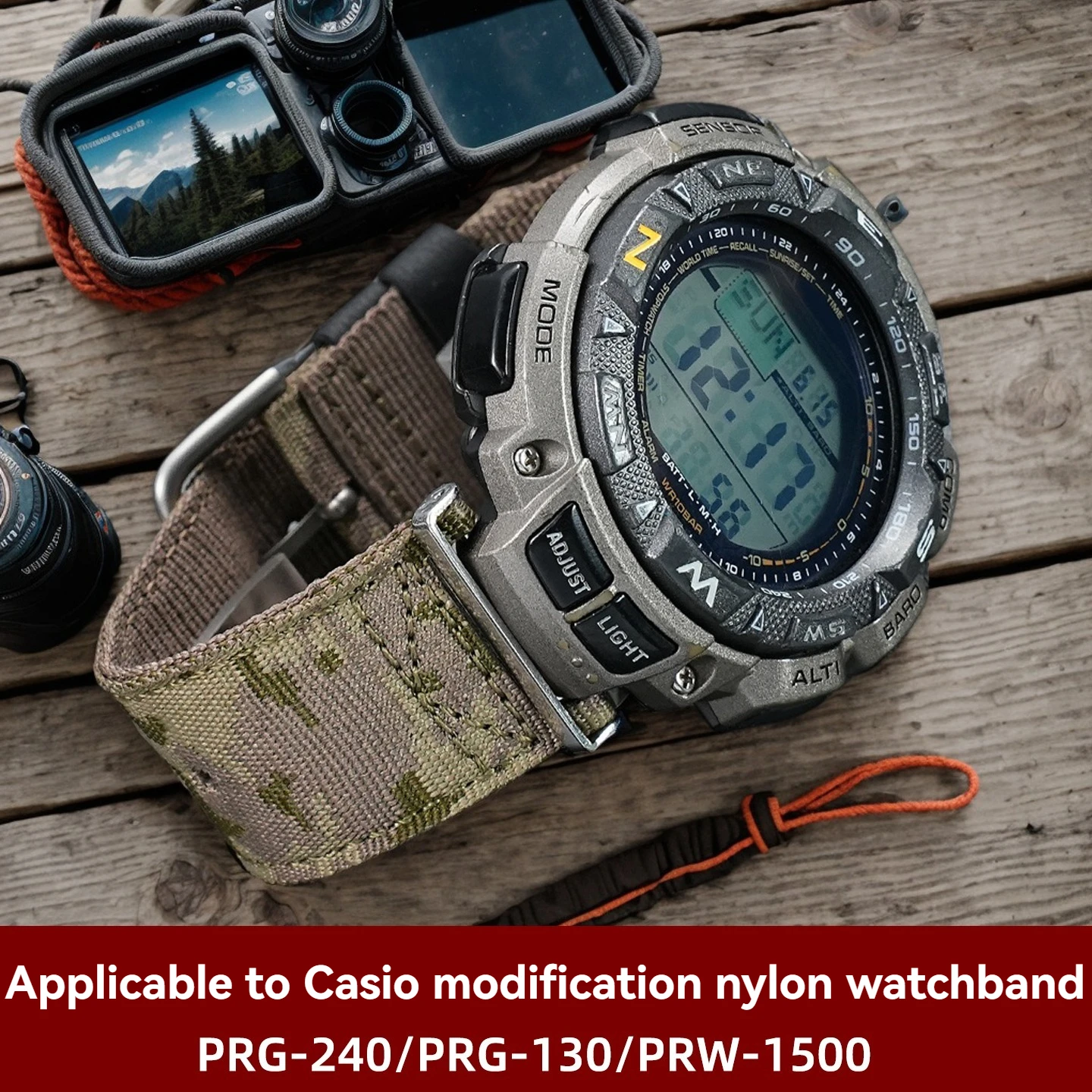 Para Casio correa de reloj al aire libre PRG-240/PRG-130Y/T PRW-1500 accesorios de correa de reloj de lona de nailon resistente al agua modificado