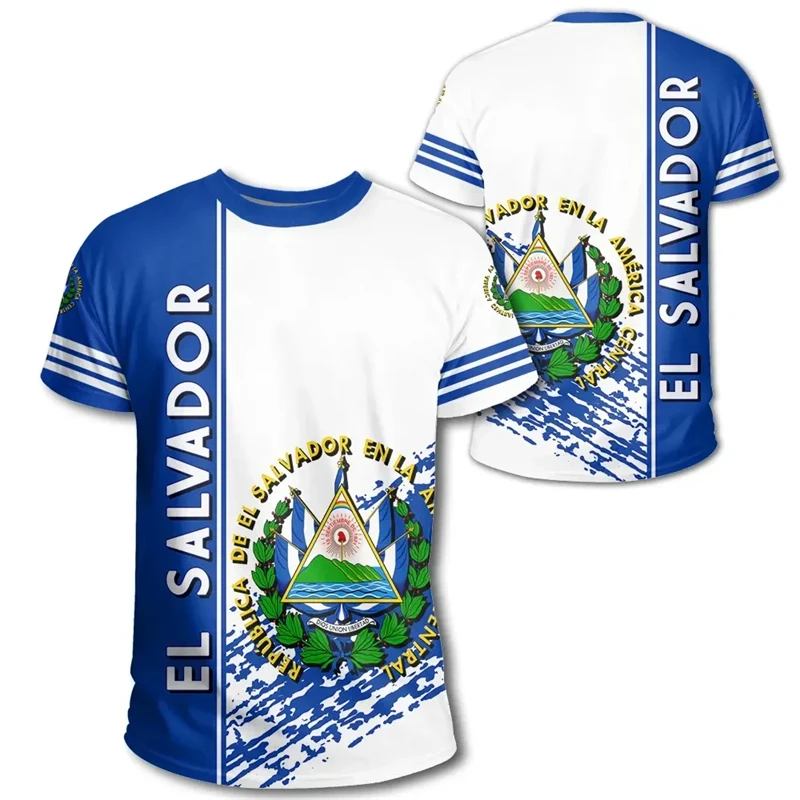 El Salvador Flaggenkarte 3D-Druck T-Shirt für Herren Kleidung Mode Herren T-Shirt Nationales Emblem T-Shirt Unabhängigkeitstag Tee Damen Top – Detail 16