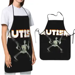 Autism Skeleton Meme Bib Apron Oil & Water Resistant Adjustable Tie BBQ Aprons for Men Women Chef Gifts