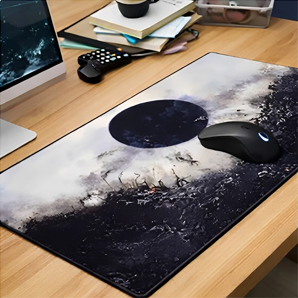 Black Hole Ink Wash Gaming Mouse Pad XXL Desk Mat Eastern Dark Art TCG Card Game Playmat Non-Slip Rubber Base for PC