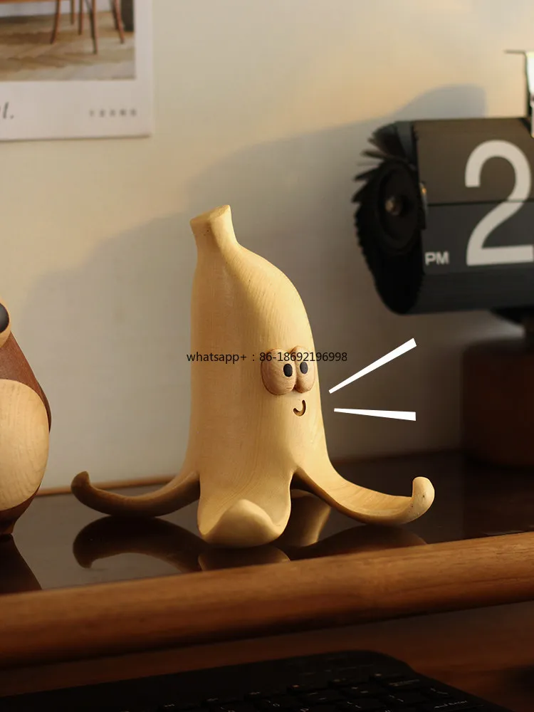 Sansi Kobo Solid Wood Banana Mobile Phone Holder Tablet Holder Cute Desktop Ornament Banana Friend Creative Gift