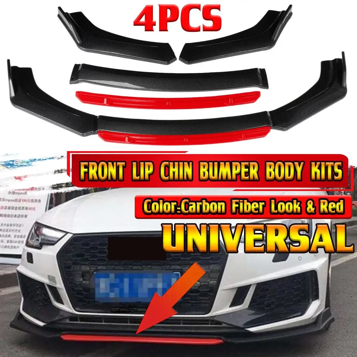 

4x Universal Car Front Bumper Splitter Lip Spoiler Diffuser Cover Trim For AUDI A3 A4 A5 For VW For Passat For Jetta For Hyundai