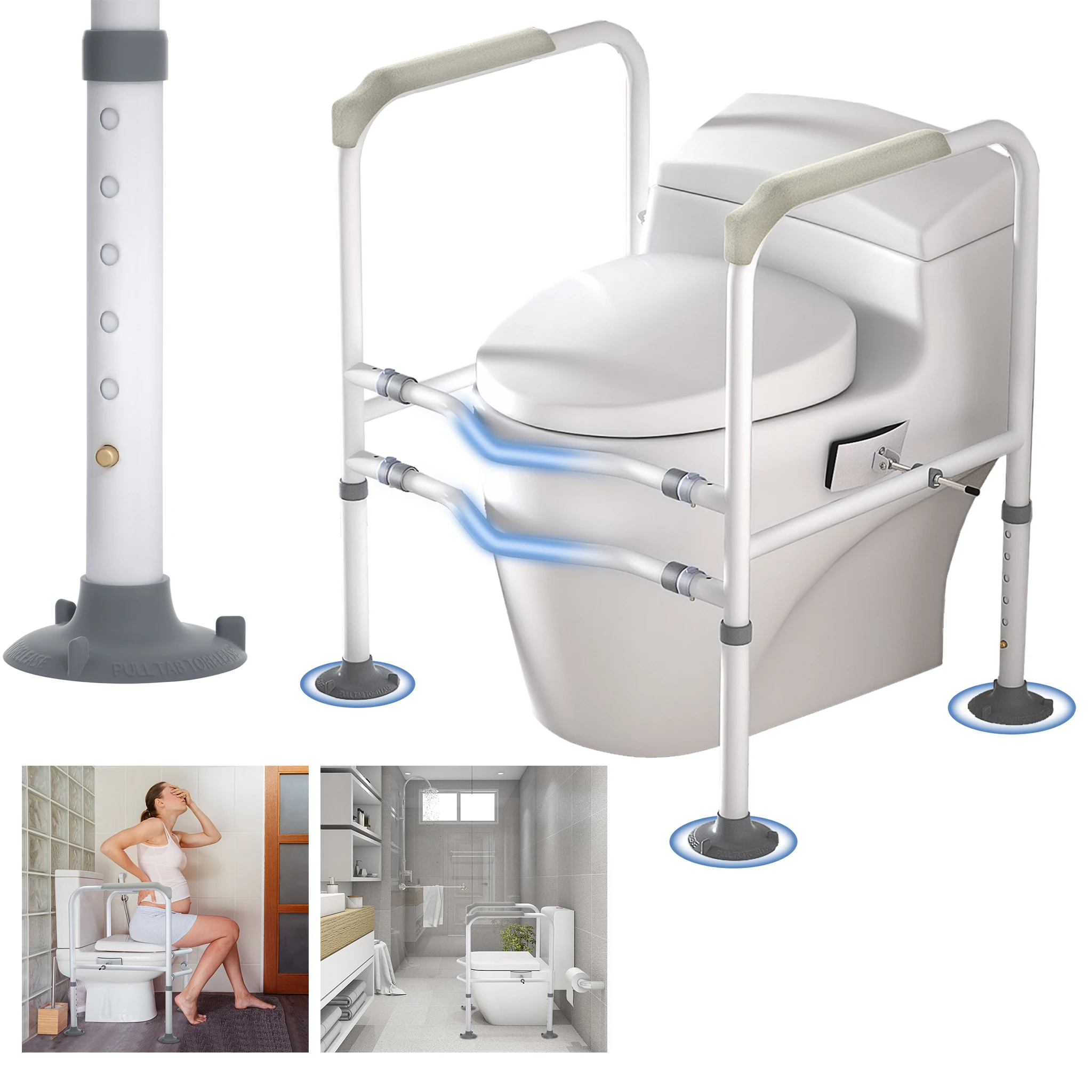 Soporte para Inodoro sin Taladro con Asideros y Altura Regulable
