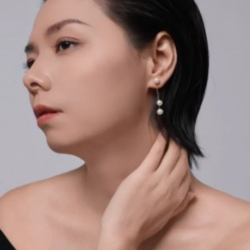 

Fine Jewelry 18k yellow gold pearl earrings Original Design Natural Freshwater Round party gift for women E1042