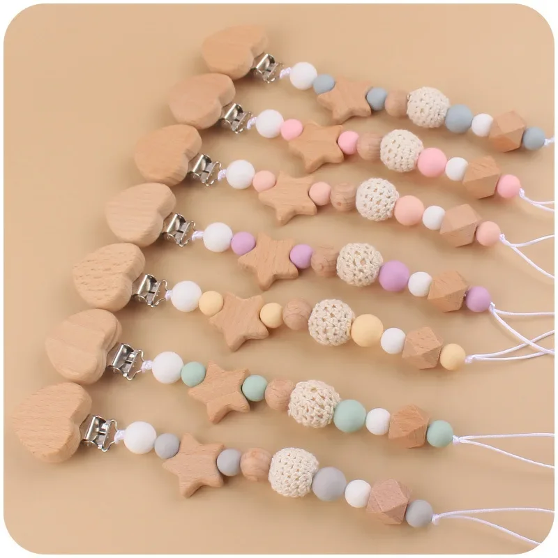 

Kissteether Personalized Baby Pacifier Clip Custom Dummy Clip Engraved Wood Pacifier Holder Baby Baptism Shower Newborn Gift