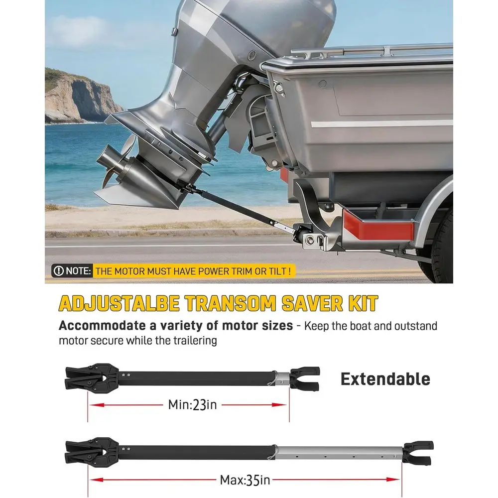 Adjustable Transom Saver for Outboard Motors, 23-35 Support Bracket - Heavy-Duty Composite, Anti-Rust, Reinforced