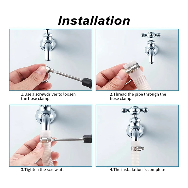 20-Piece Stainless Steel Hose Clamps, 1/4-2 Inch (6-51Mm) Adjustable Worm Gear Tube Hose Clamps For Plumbing, Machinery