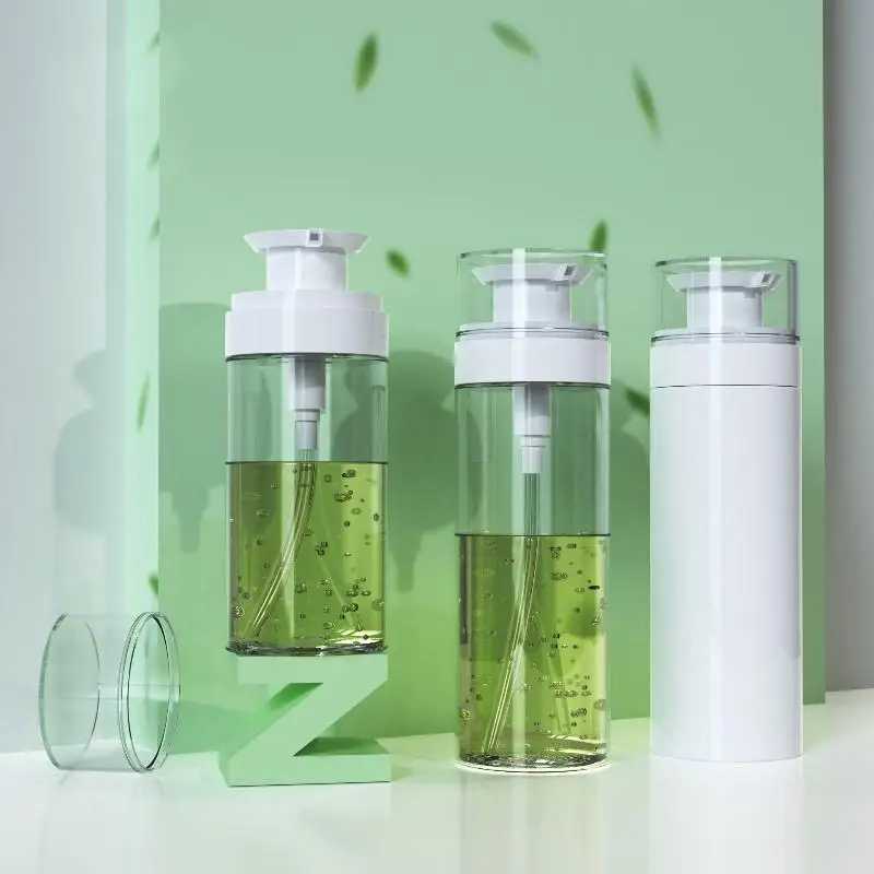 Flacon pompe transparent à épaule plate 150ml 200ml 300ml pour lotion, essence, eau, nettoyant visage – Contenants cosmétiques vides